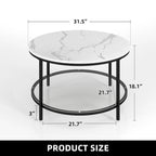 Table basse ronde à 2 niveaux de style industriel avec étagère