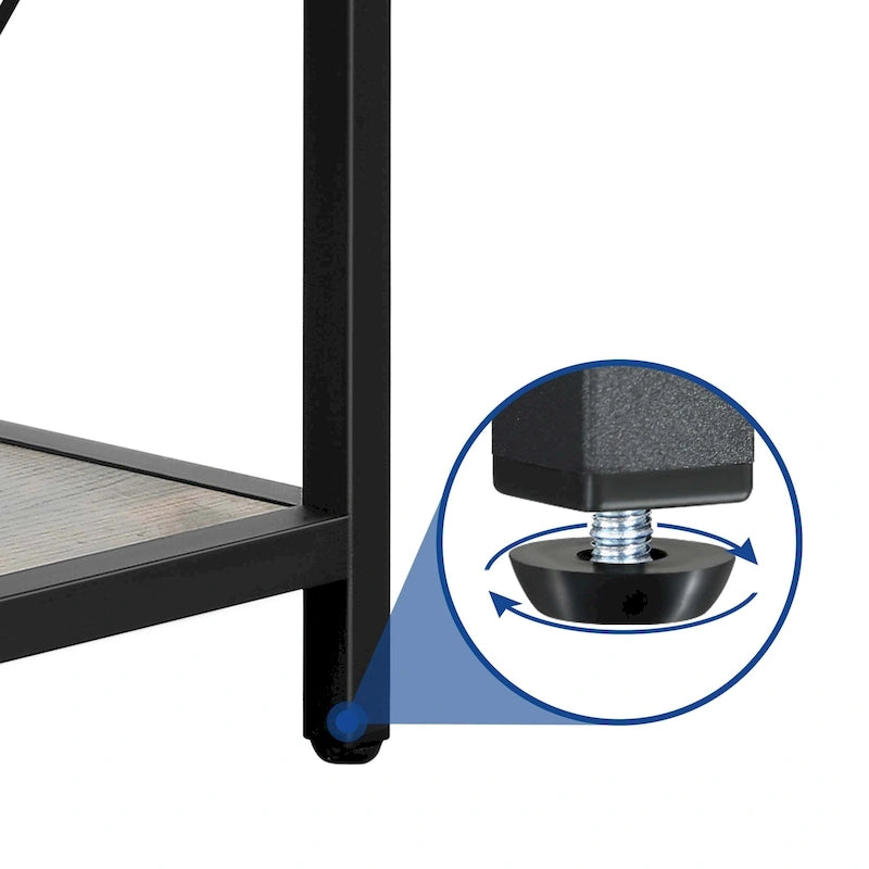 Table basse ronde à 2 niveaux de style industriel avec étagère