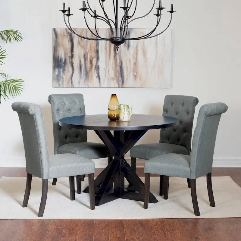 Table de salle à manger à tréteaux avec 4 chaises élégantes