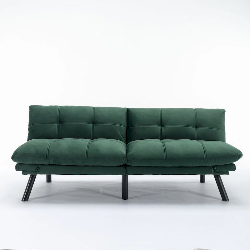 Canapé-lit futon de 179,98 cm, causeuse convertible pliable en mousse avec accoudoirs réglables