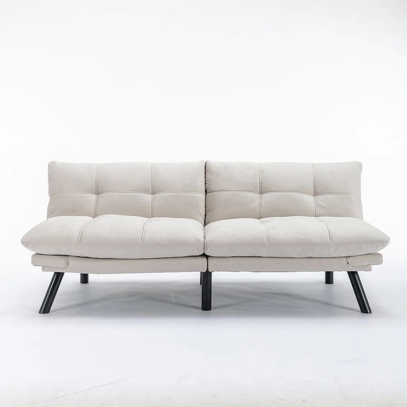 Canapé-lit futon de 179,98 cm, causeuse convertible pliable en mousse avec accoudoirs réglables