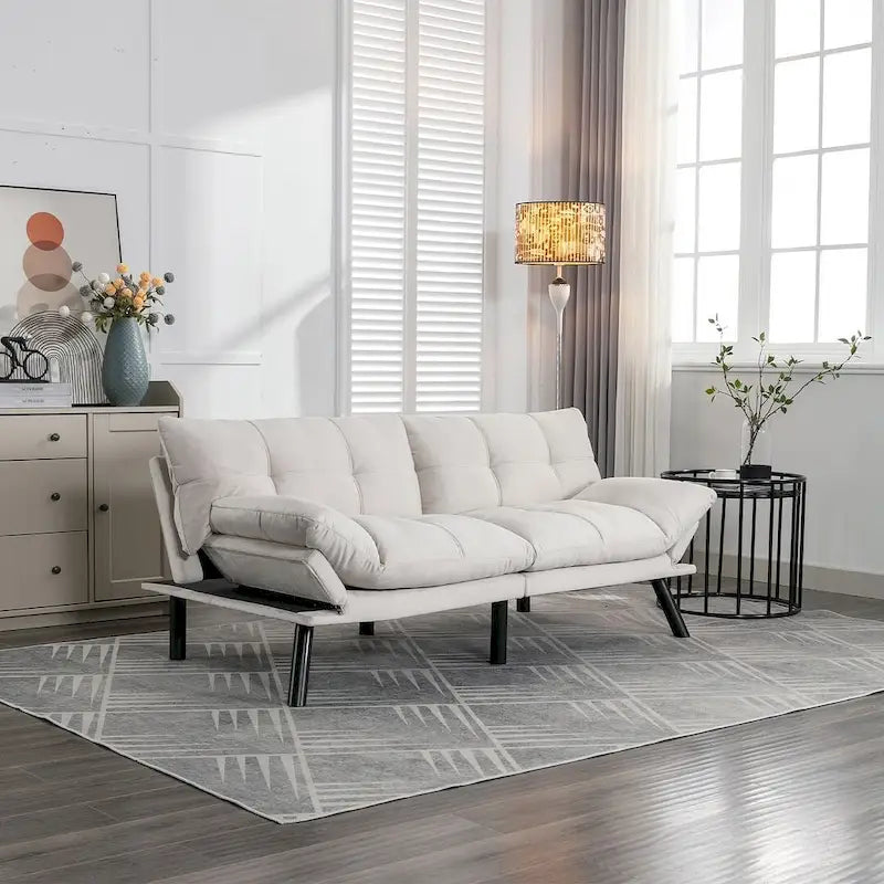 Canapé-lit futon de 179,98 cm, causeuse convertible pliable en mousse avec accoudoirs réglables