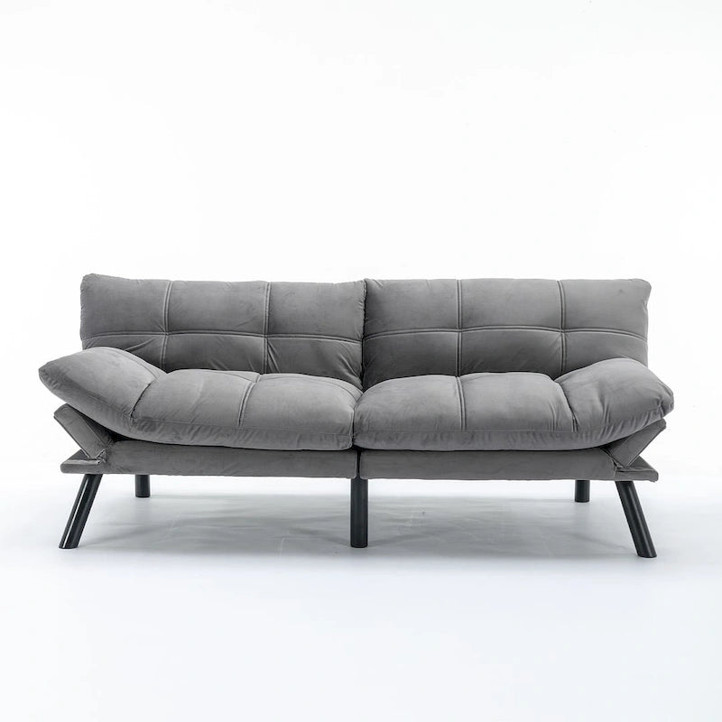 Canapé-lit futon de 179,98 cm, causeuse convertible pliable en mousse avec accoudoirs réglables