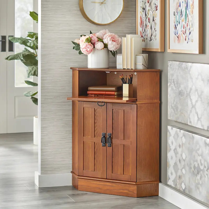Meuble d'angle en bois Mission - 34H x 24W x 18L po.