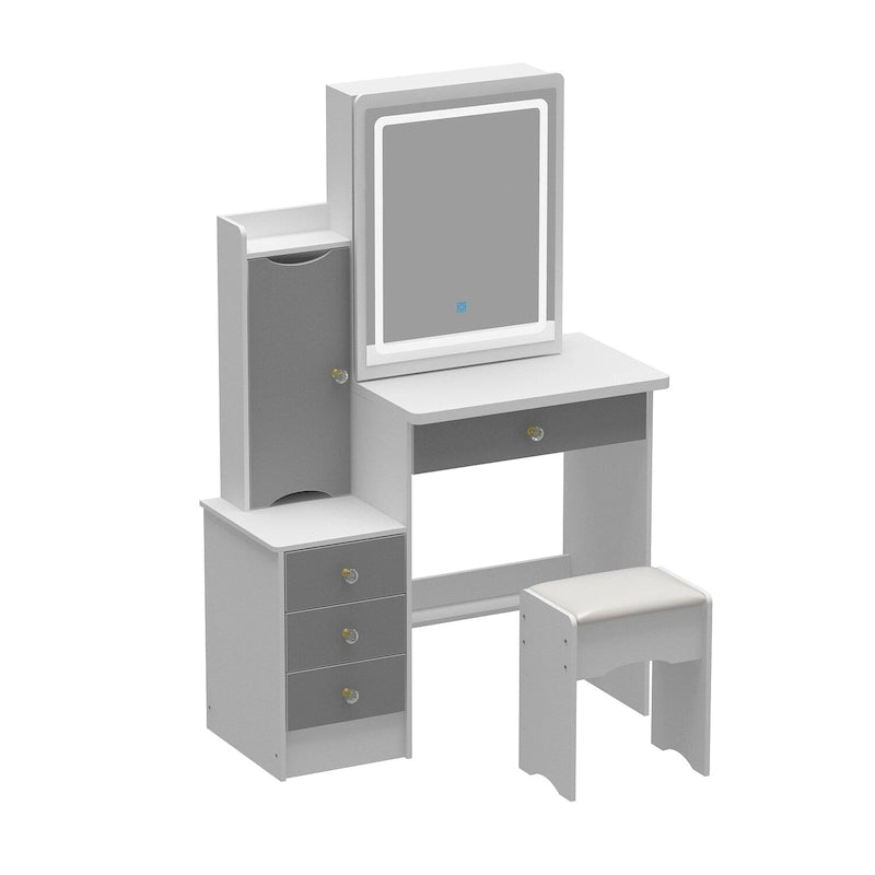 Coiffeuse avec miroir coulissant éclairé - 33L x 15,7l x 52,4H