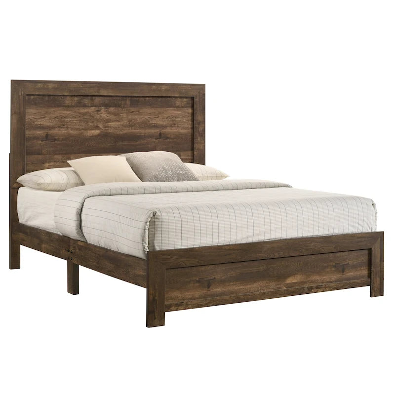 Lit en bois en noyer rustique