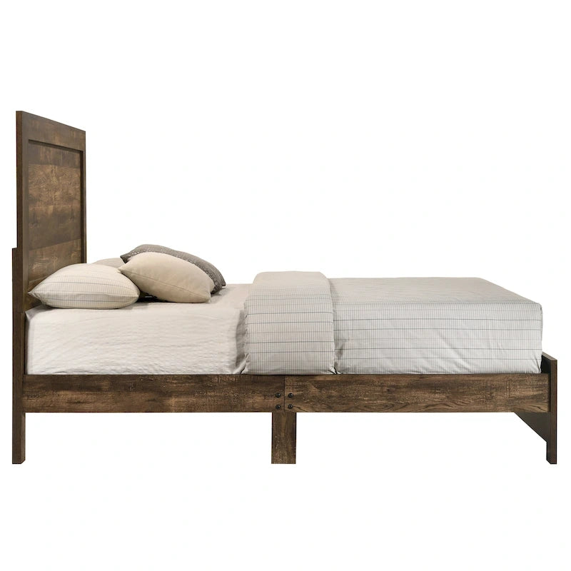 Lit en bois en noyer rustique