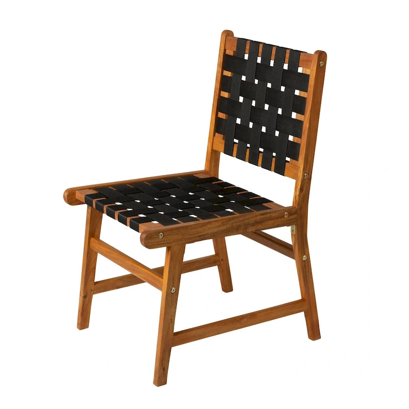Chaise de salle à manger sans accoudoirs intérieur/extérieur, noire