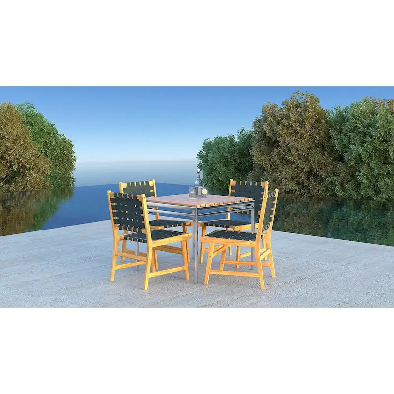 Chaise de salle à manger sans accoudoirs intérieur/extérieur, noire