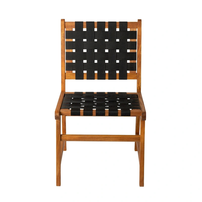 Chaise de salle à manger sans accoudoirs intérieur/extérieur, noire