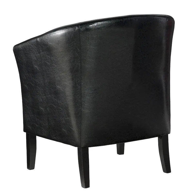 Fauteuil club tonneau, rembourrage noir de jais