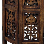 Table d'appoint pliante en bois de manguier de 45,7 cm, sculptée à la main, brun noyer
