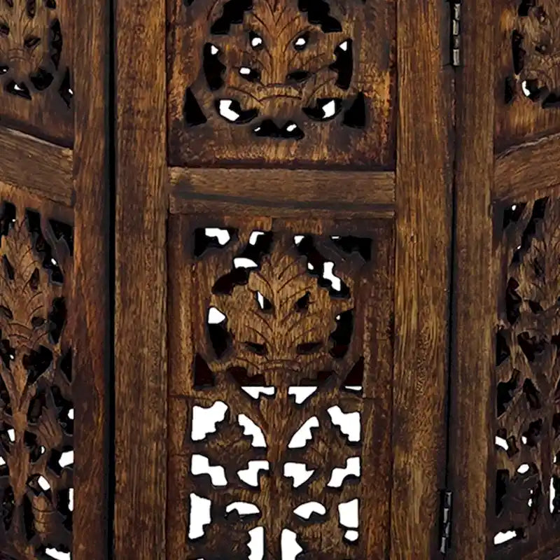 Table d'appoint pliante en bois de manguier de 45,7 cm, sculptée à la main, brun noyer