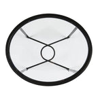 Table d'appoint ovale en métal à volutes avec plateau en verre trempé biseauté