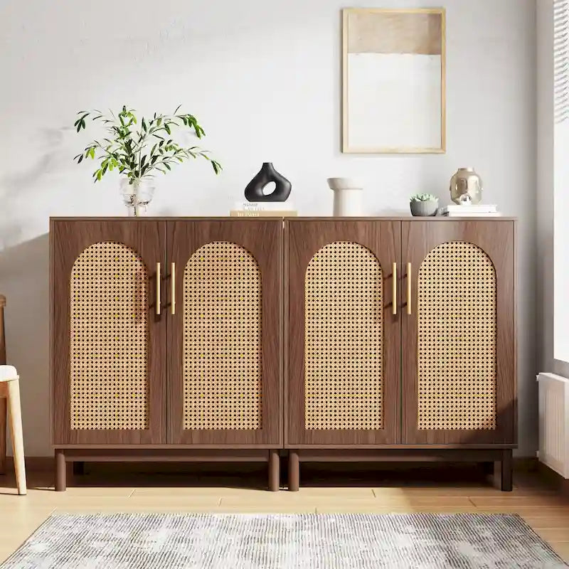 Buffet en rotin de 150 cm avec portes
