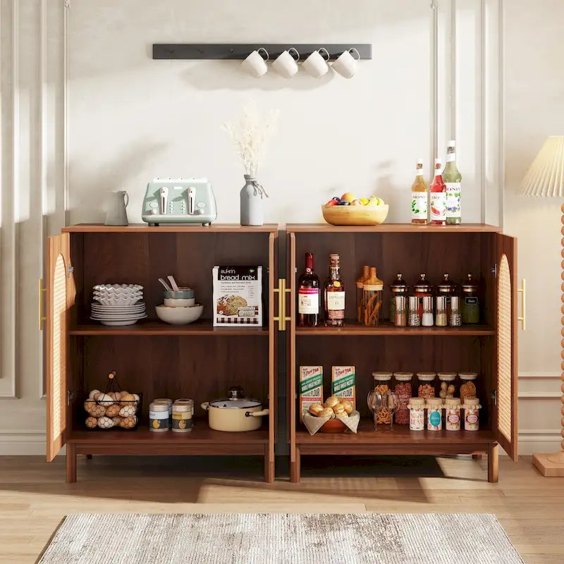 Buffet en rotin de 150 cm avec portes