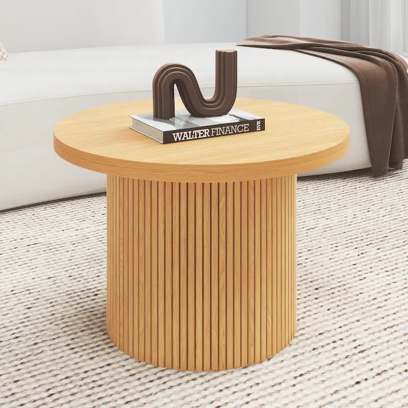 Table basse ronde en bois sur pied