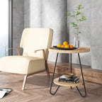Table d'appoint ronde en bois à 2 niveaux avec pieds en métal