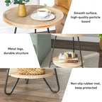 Table d'appoint ronde en bois à 2 niveaux avec pieds en métal