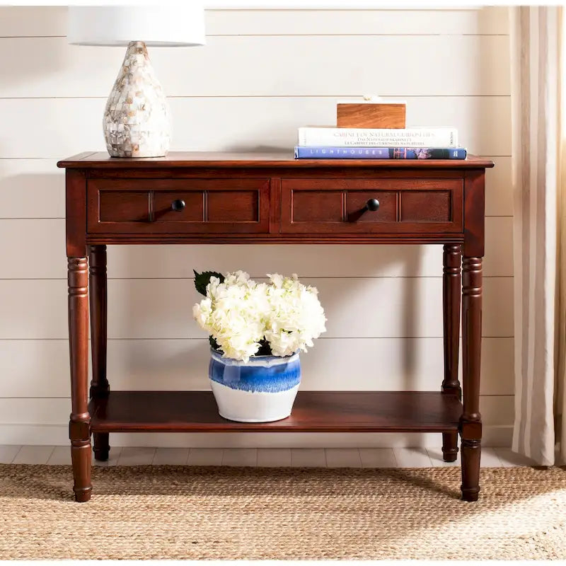 Console 2 tiroirs grise - 91 x 35 x 75 cm