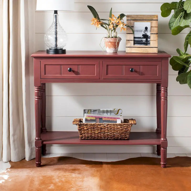 Console 2 tiroirs grise - 91 x 35 x 75 cm
