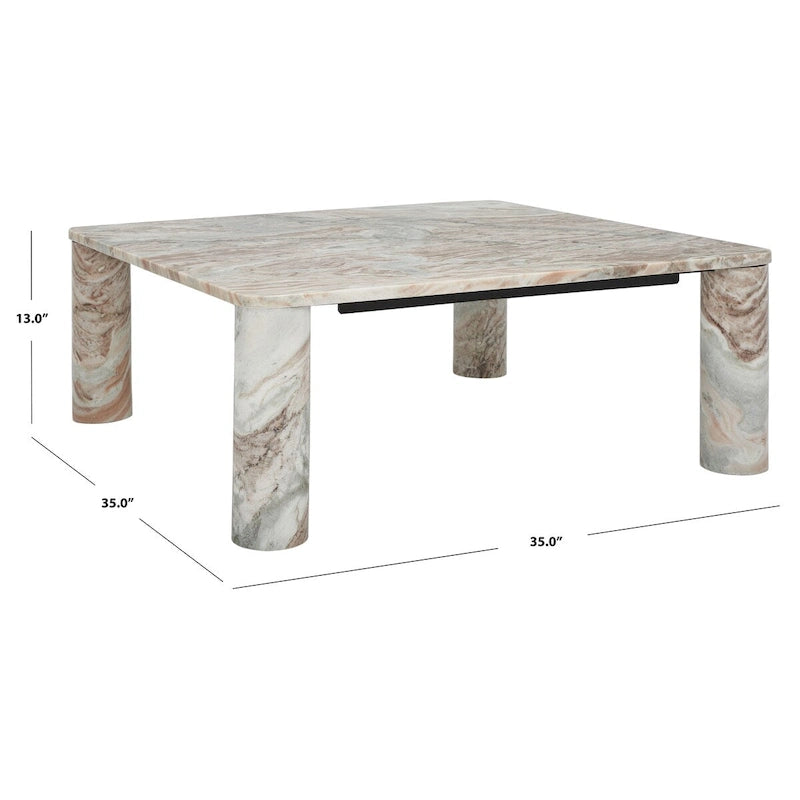 Table basse carrée en marbre - 35L x 35P x 13H po.