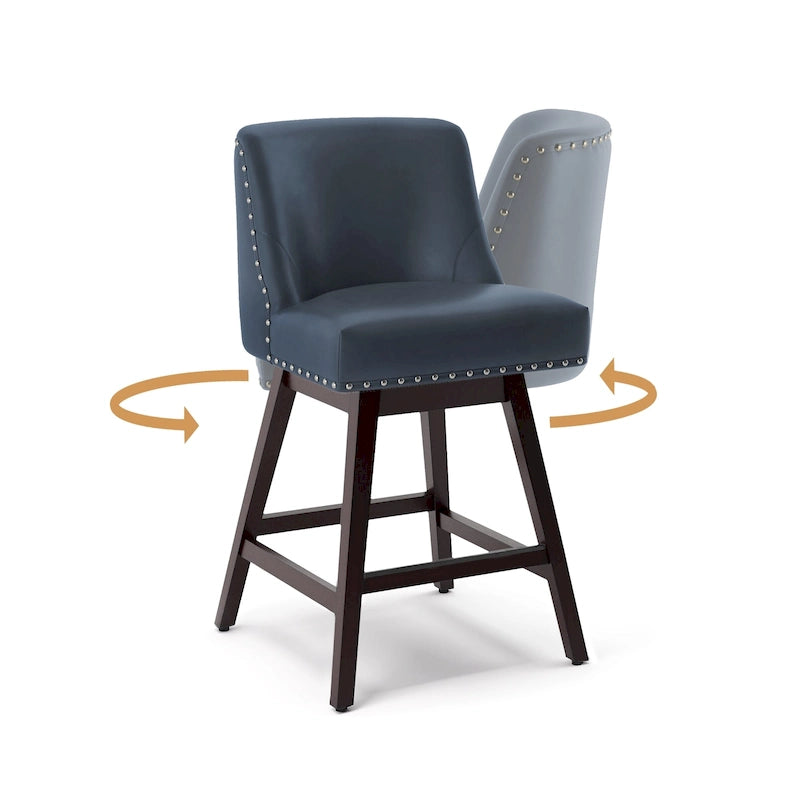 Tabouret de bar pivotant à hauteur de comptoir, 26 po, en bois, avec revêtement en tissu