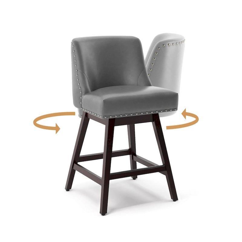 Tabouret de bar pivotant à hauteur de comptoir, 26 po, en bois, avec revêtement en tissu