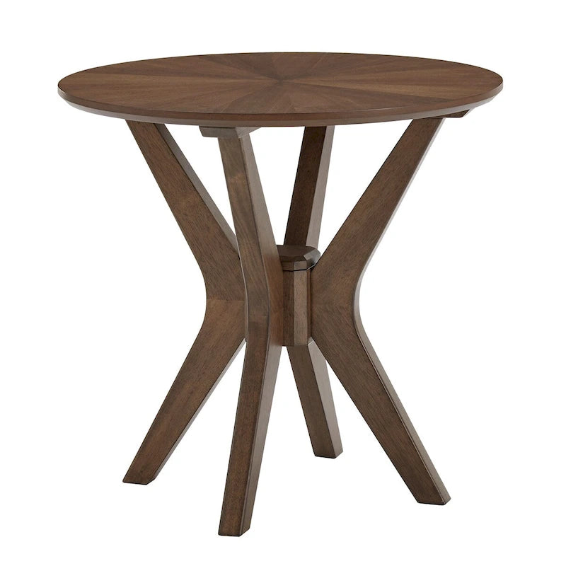 Table d'appoint ronde en noyer de style milieu de siècle
