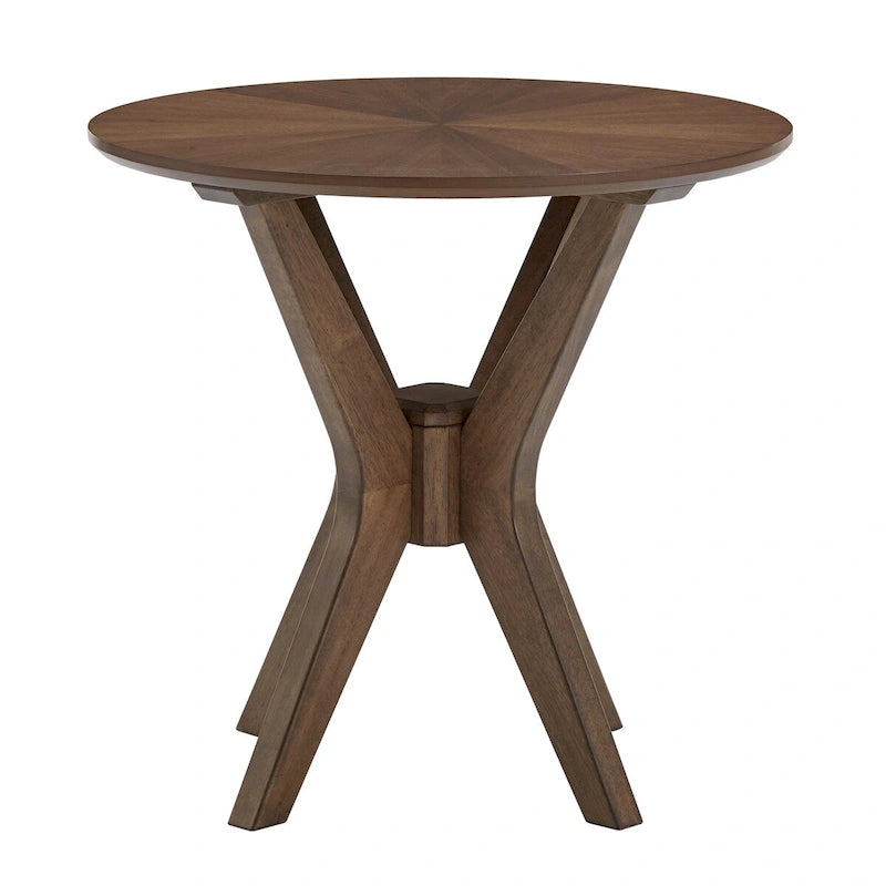 Table d'appoint ronde en noyer de style milieu de siècle