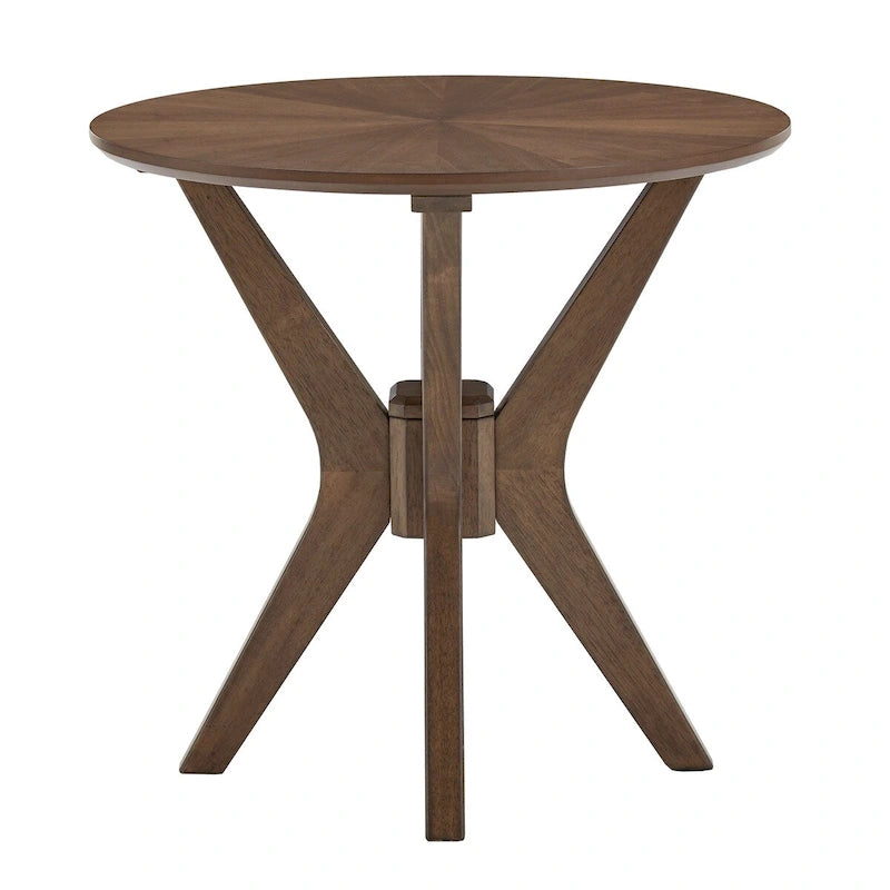 Table d'appoint ronde en noyer de style milieu de siècle