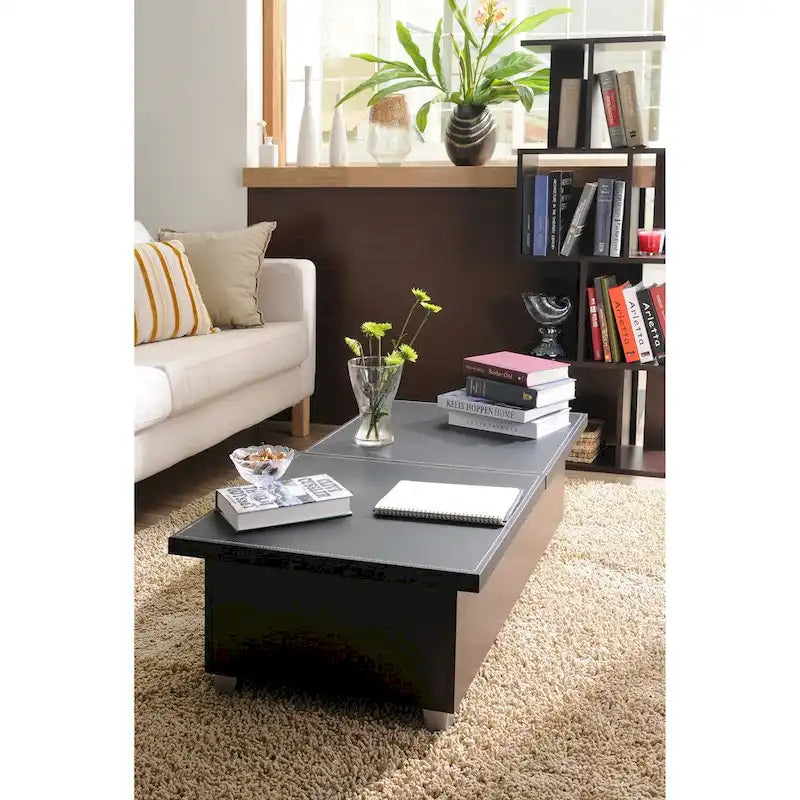 Table basse avec plateau en similicuir de 119 cm