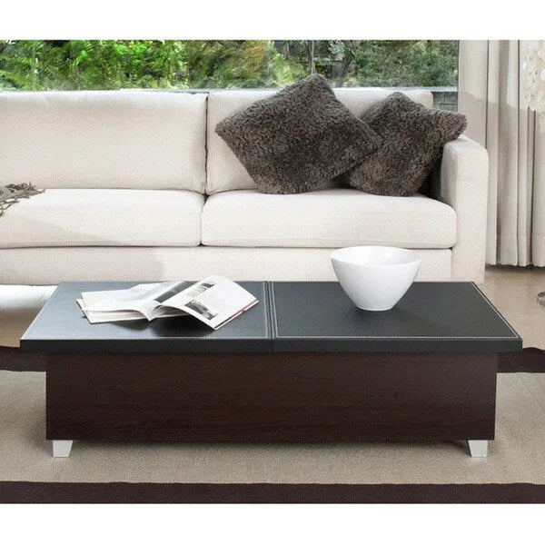Table basse avec plateau en similicuir de 119 cm