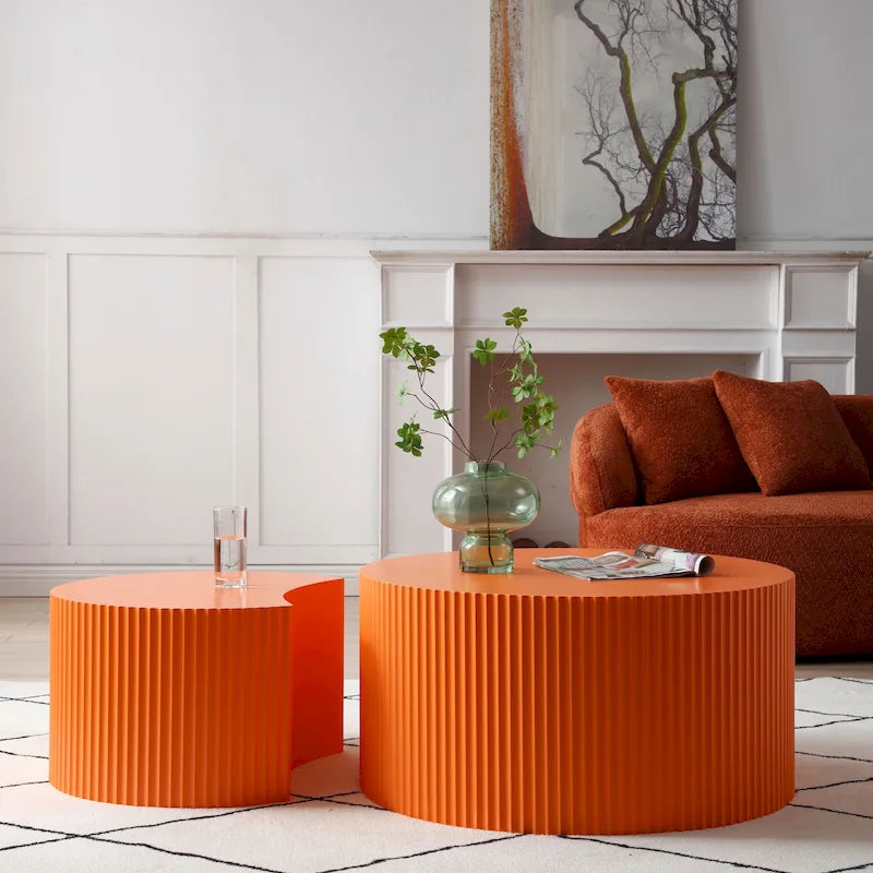 Tables basses gigognes rondes au design glamour moderne