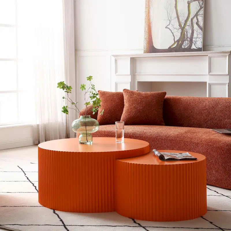 Tables basses gigognes rondes au design glamour moderne