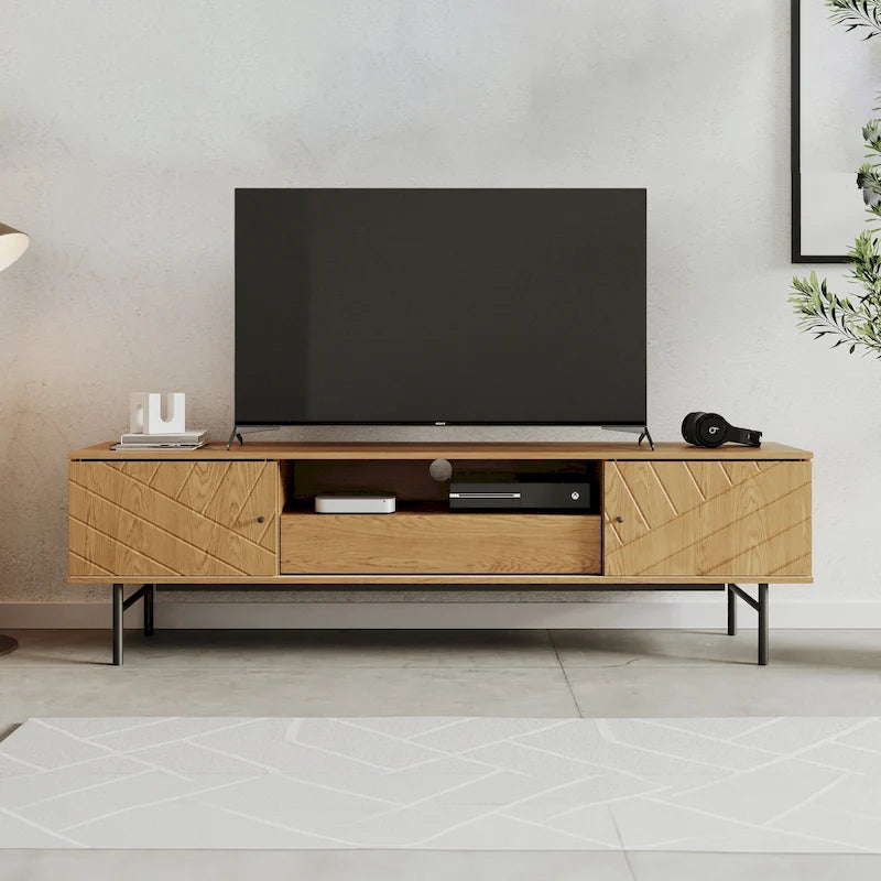 Meuble TV console média effet chêne de 179,3 cm