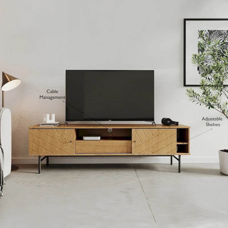 Meuble TV console média effet chêne de 179,3 cm