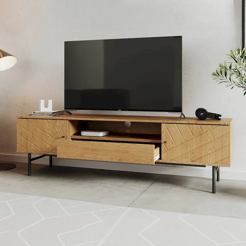 Meuble TV console média effet chêne de 179,3 cm