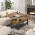 Expandable Lift Top Coffee Table Converts to Dining Table with LED Light and Power Outlet - 39 in. W X 41.73 in. L X 26.6 in. H