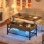 Table basse relevable extensible avec lumière LED et prise de courant - 39 larg. x 41,73 long. x 26,6 haut. po.