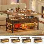 Table basse relevable extensible avec lumière LED et prise de courant - 39 larg. x 41,73 long. x 26,6 haut. po.