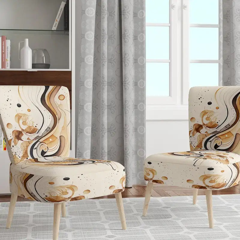 Fauteuil d'appoint moderne en tissu brun et noir
