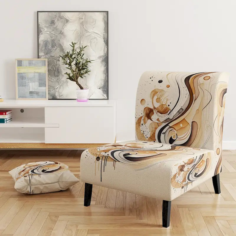 Fauteuil d'appoint moderne en tissu brun et noir