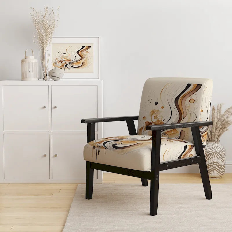Fauteuil d'appoint moderne en tissu brun et noir