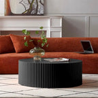 Table basse ronde moderne en bois, noire