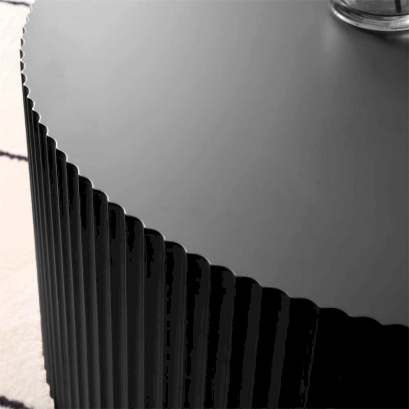 Table basse ronde moderne en bois, noire
