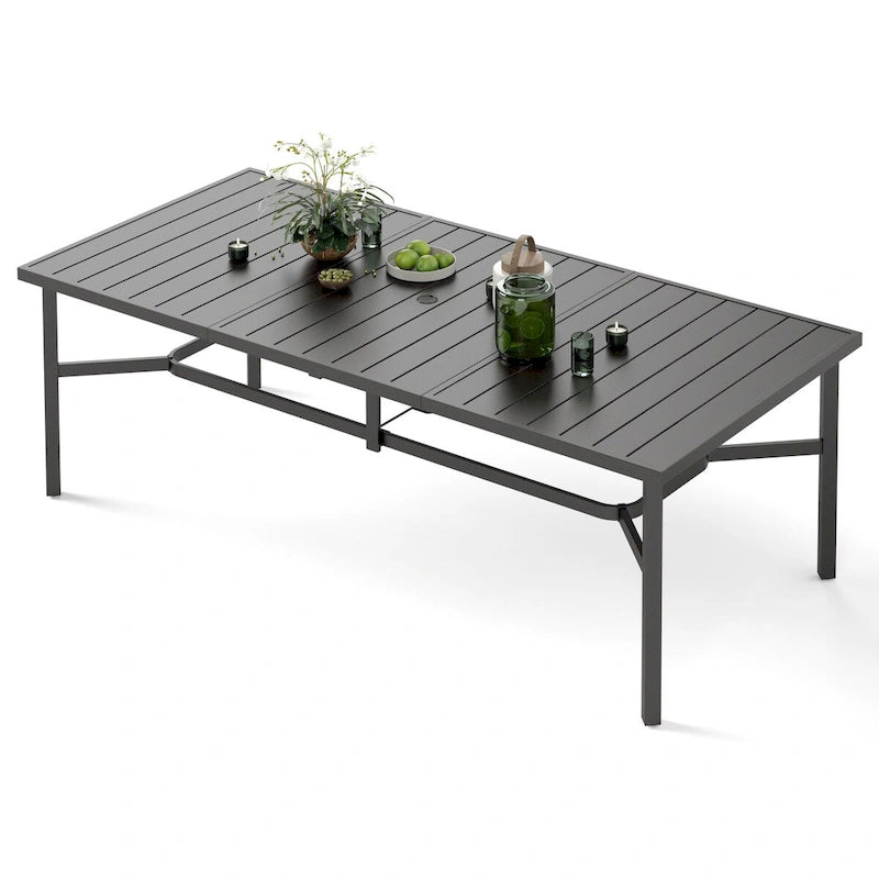Grande Table à manger rectangulaire d'extérieur en métal