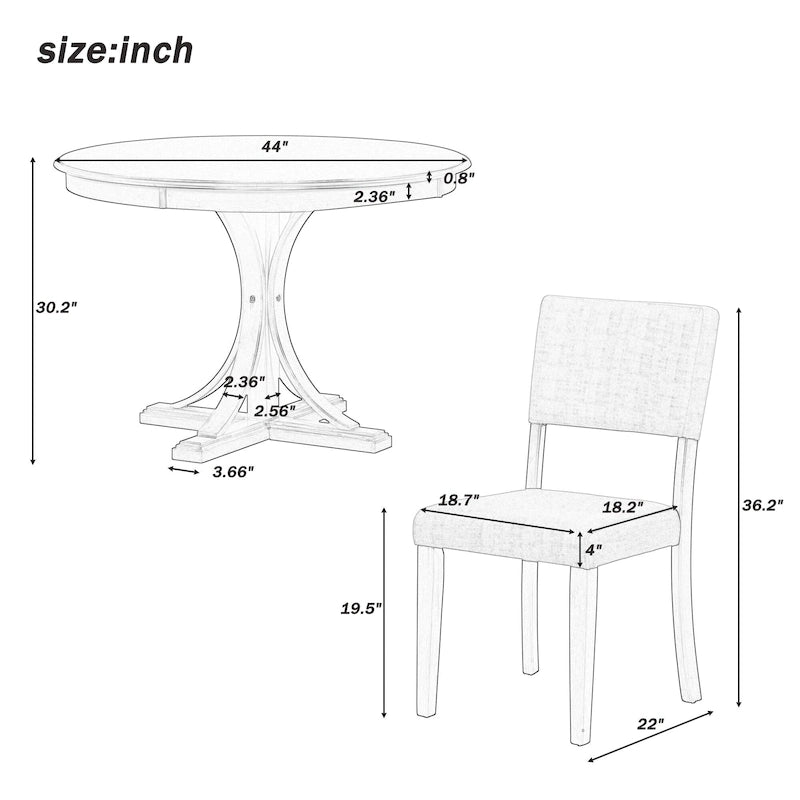 Table à manger ronde avec pieds tréteaux incurvés