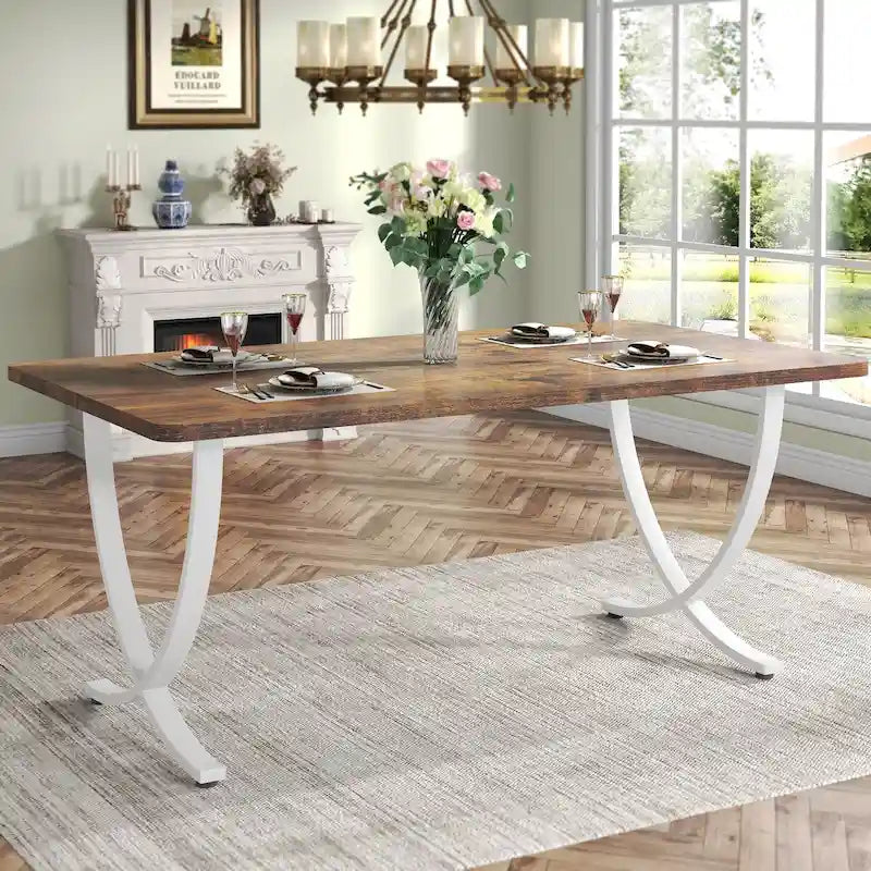 Table à manger rectangulaire rustique de 160 cm