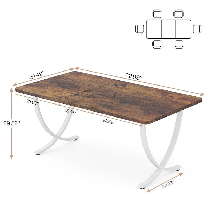 Table à manger rectangulaire rustique de 160 cm